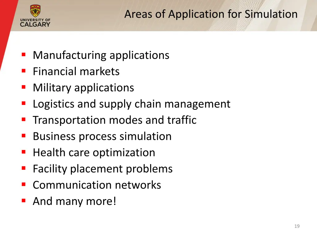 areas of application for simulation