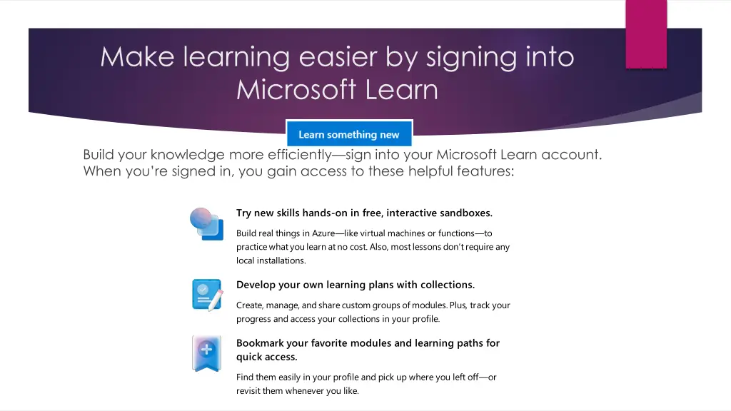 make learning easier by signing into microsoft