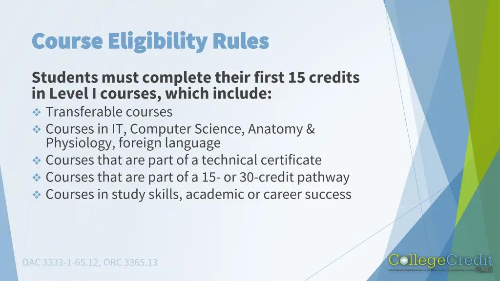 course eligibility rules course eligibility rules