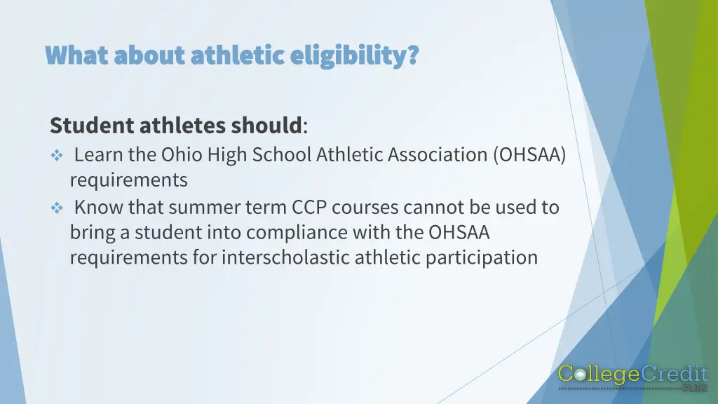 what about athletic eligibility what about