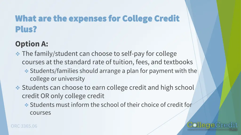 what are the expenses for college credit what