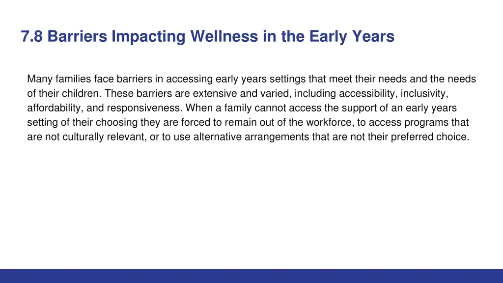 7 8 barriers impacting wellness in the early years