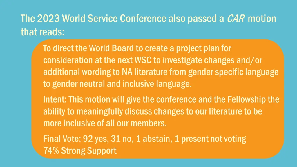 the 2023 world service conference also passed