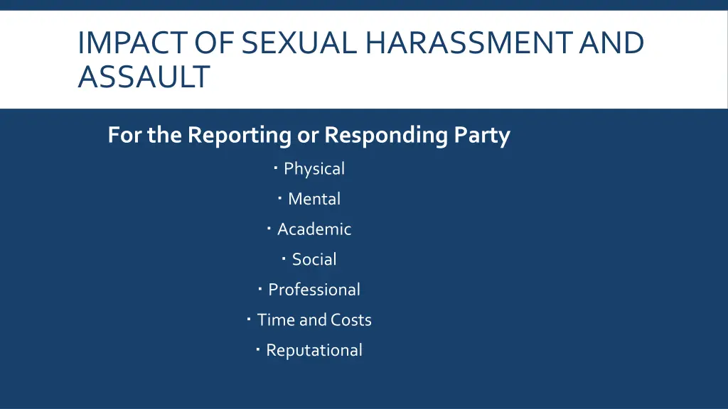 impact of sexual harassment and assault