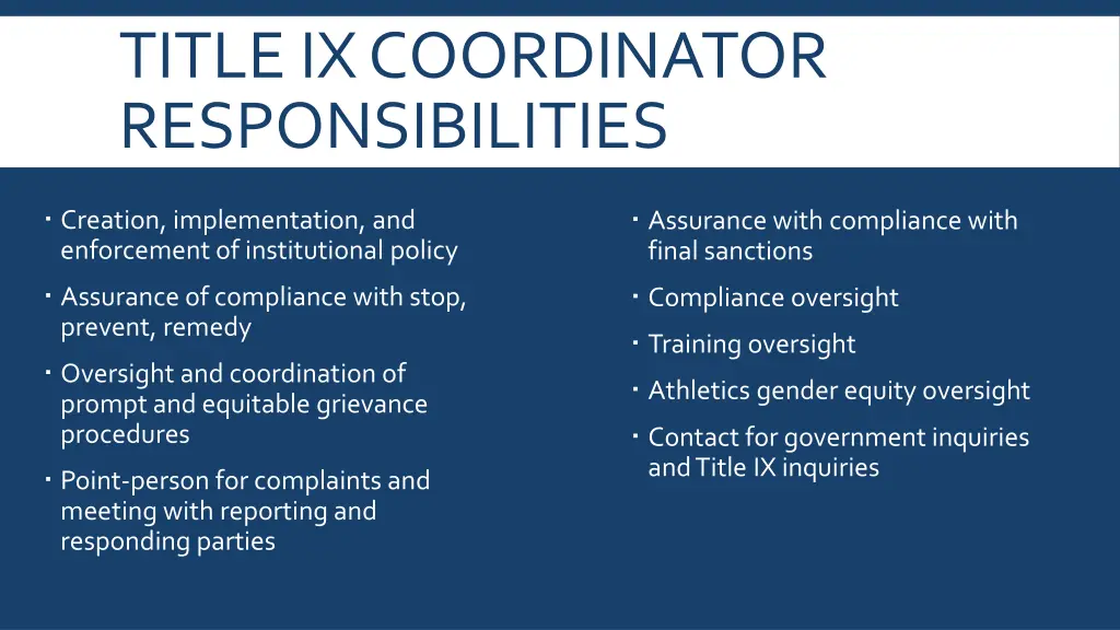 title ix coordinator responsibilities