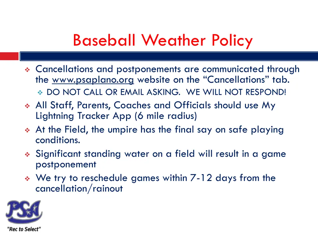baseball weather policy