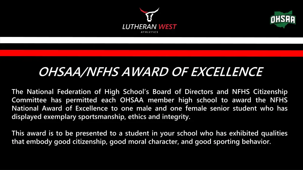 ohsaa nfhs award of excellence