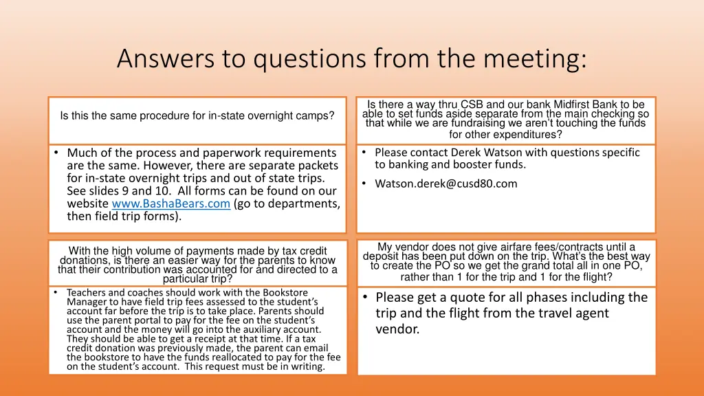 answers to questions from the meeting 1