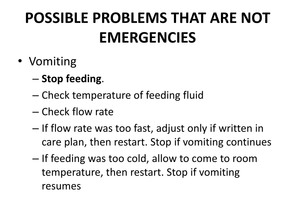 possible problems that are not emergencies 1