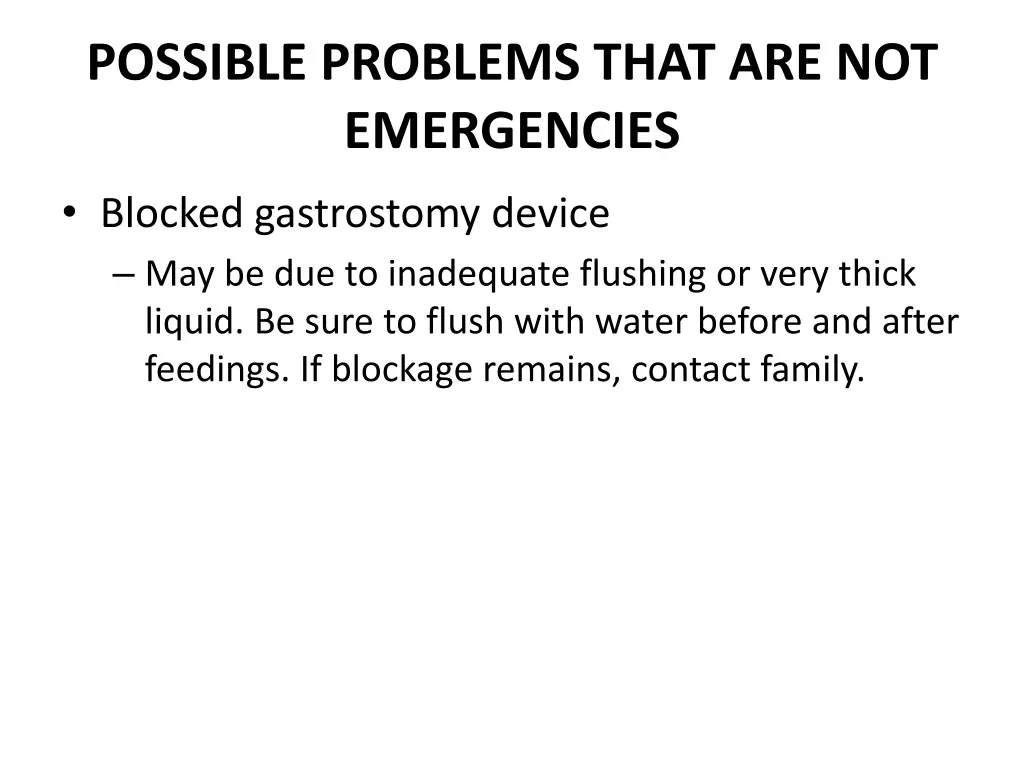 possible problems that are not emergencies 2