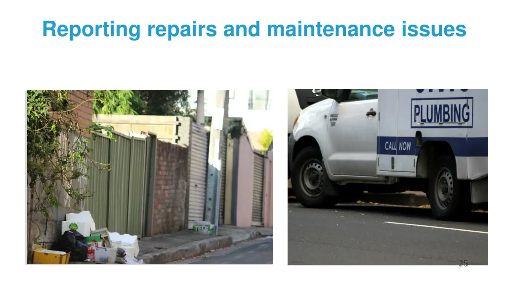 reporting repairs and maintenance issues