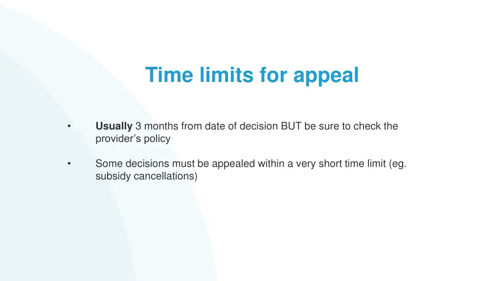 time limits for appeal