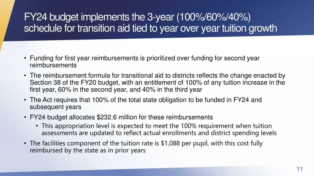 fy24 budget implements the 3 year