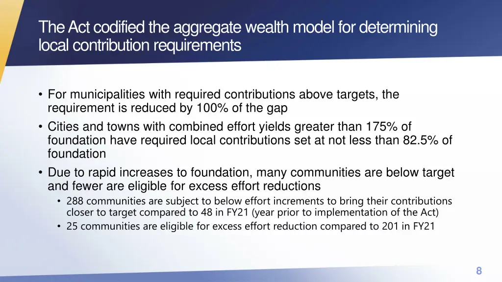 the act codified the aggregate wealth model