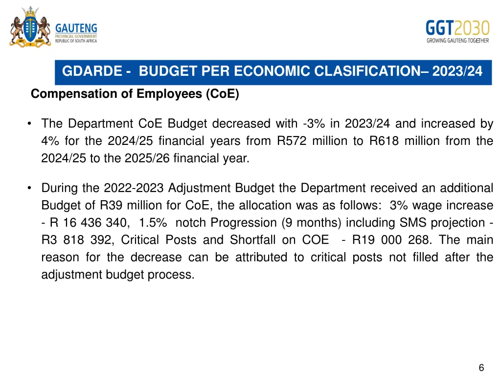 gdarde budget per economic clasification 2023 24