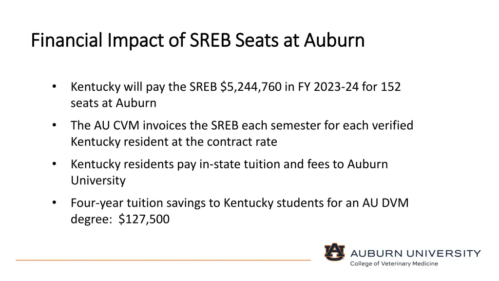 financial impact of sreb seats at auburn