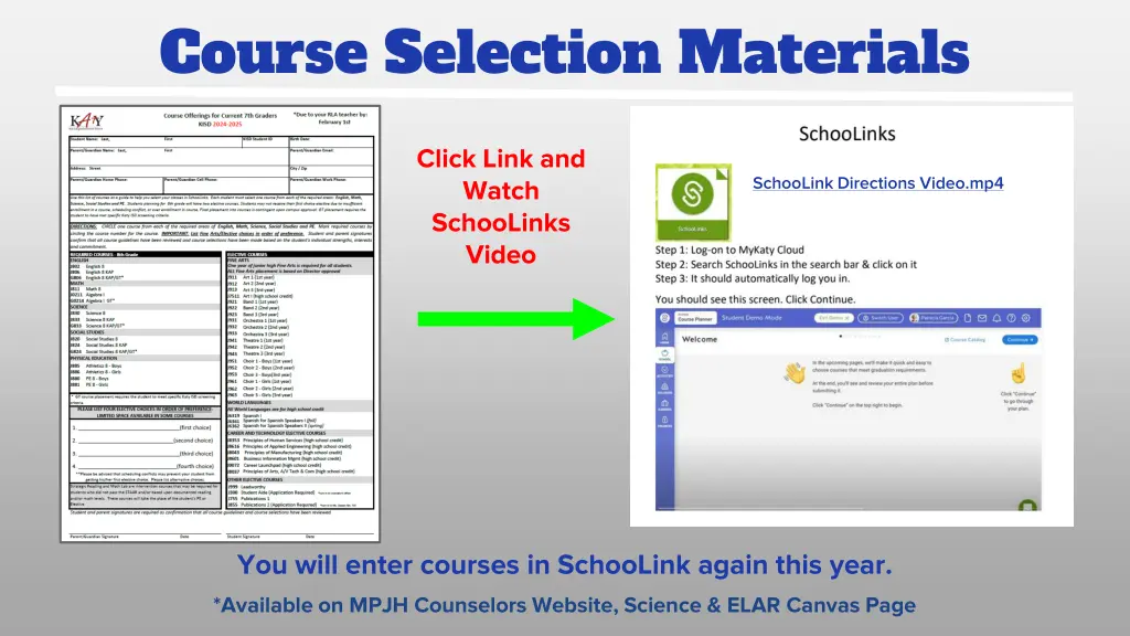 course selection materials