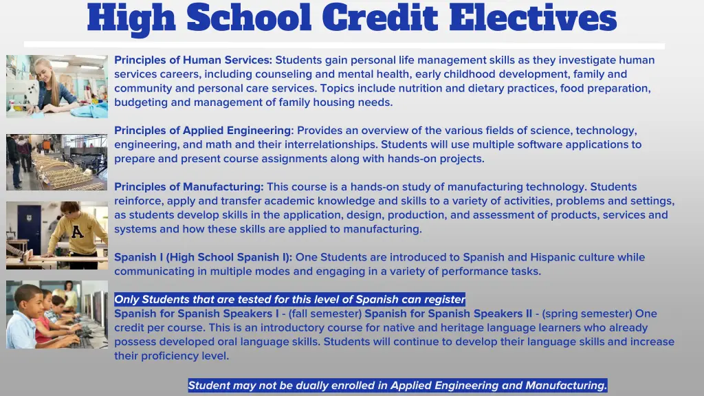 high school credit electives