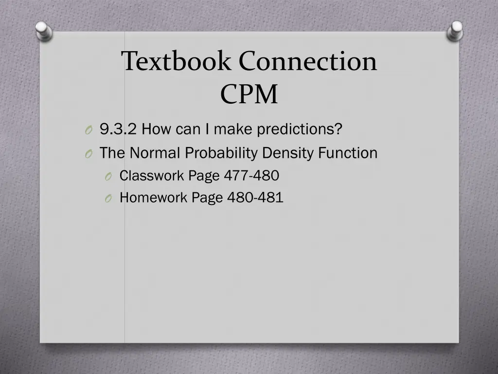 textbook connection cpm