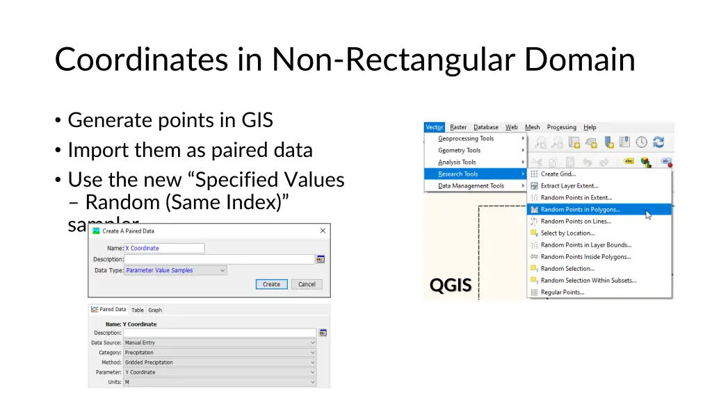 coordinates in non rectangular domain