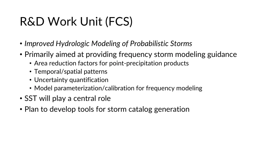 r d work unit fcs