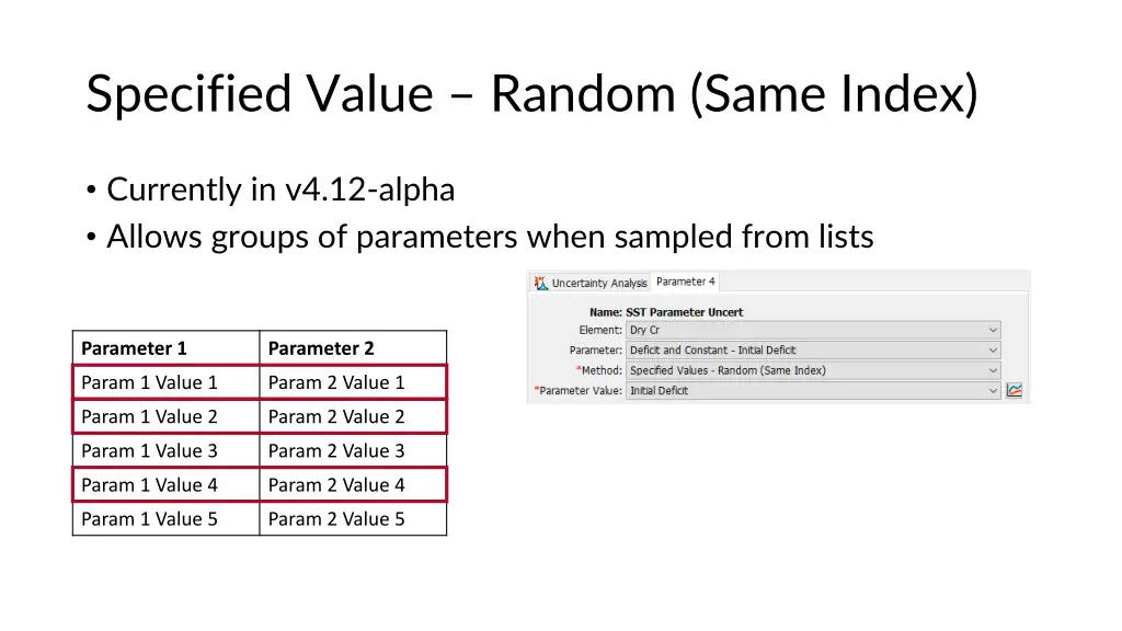 specified value random same index