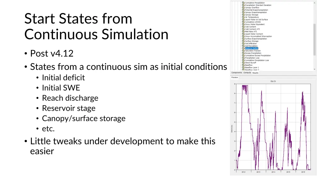 start states from continuous simulation