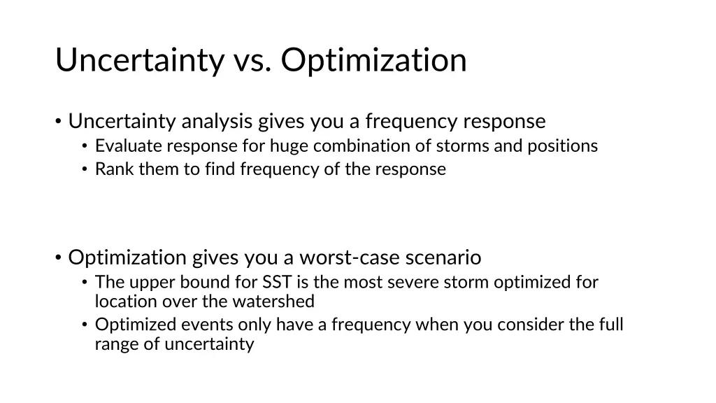 uncertainty vs optimization