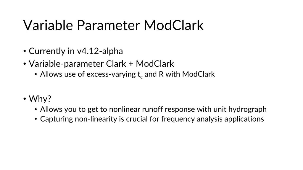 variable parameter modclark