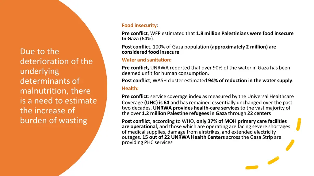 food insecurity pre conflict wfp estimated that