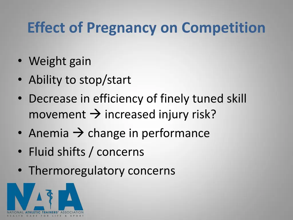 effect of pregnancy on competition