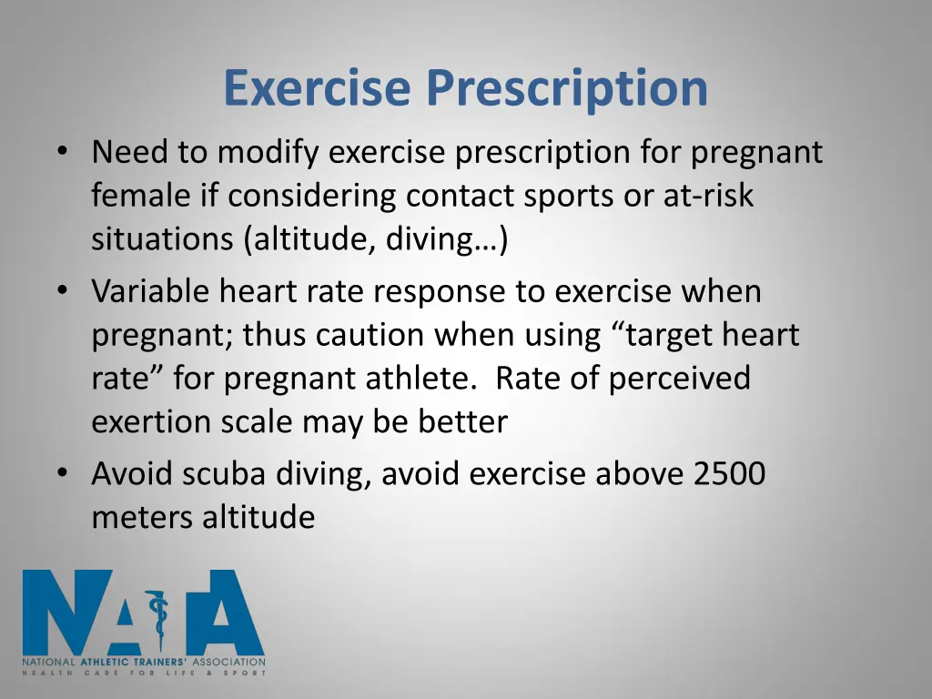 exercise prescription need to modify exercise