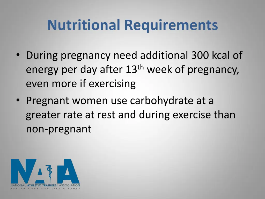 nutritional requirements