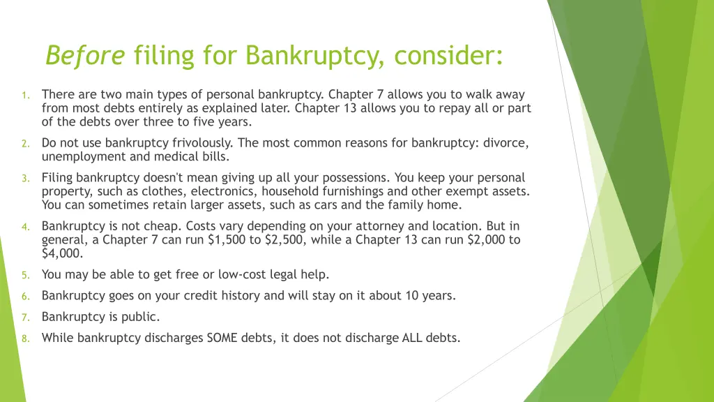before filing for bankruptcy consider