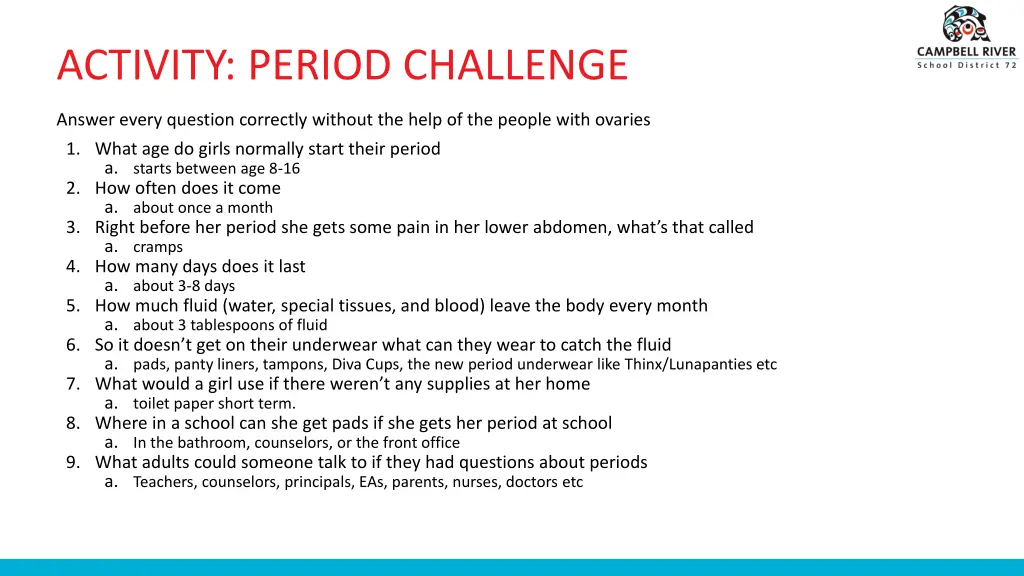 activity period challenge