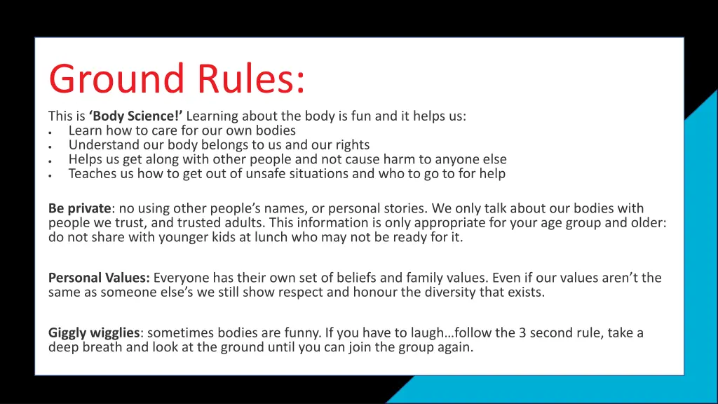 ground rules this is body science learning about