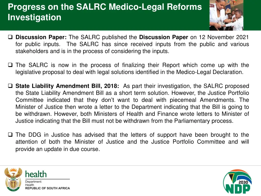 progress on the salrc medico legal reforms