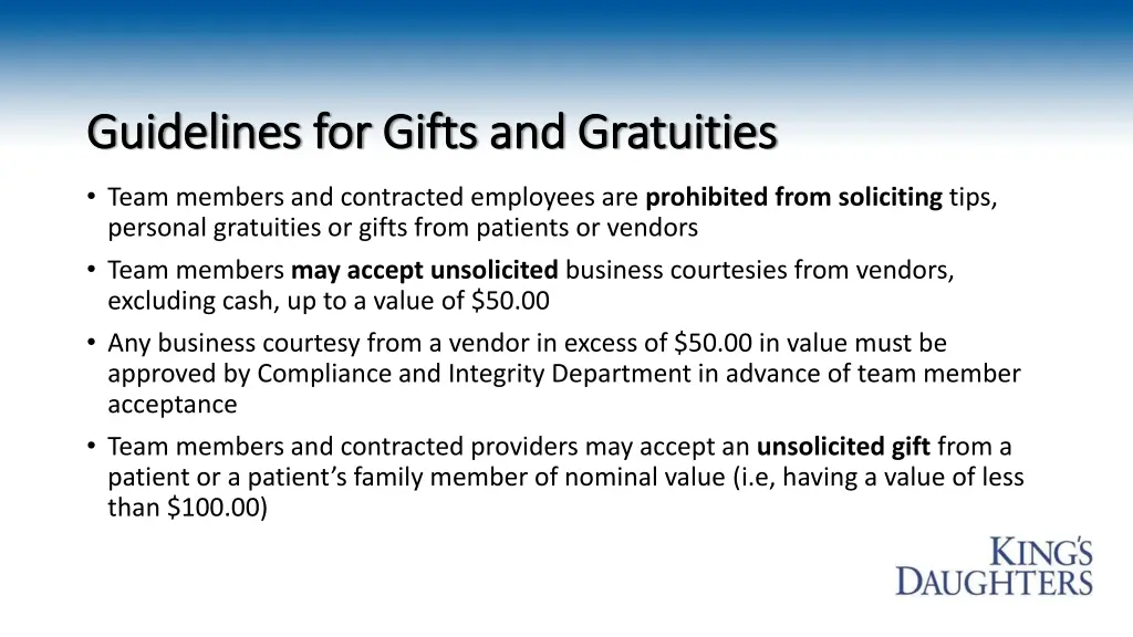 guidelines for gifts and gratuities guidelines
