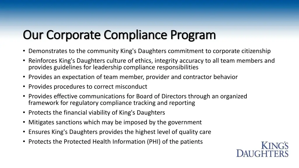our corporate compliance program our corporate