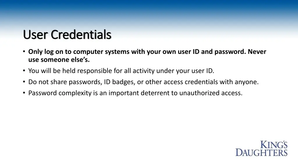user credentials user credentials