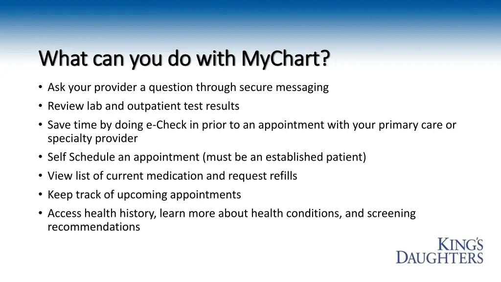 what can you do with mychart what can you do with
