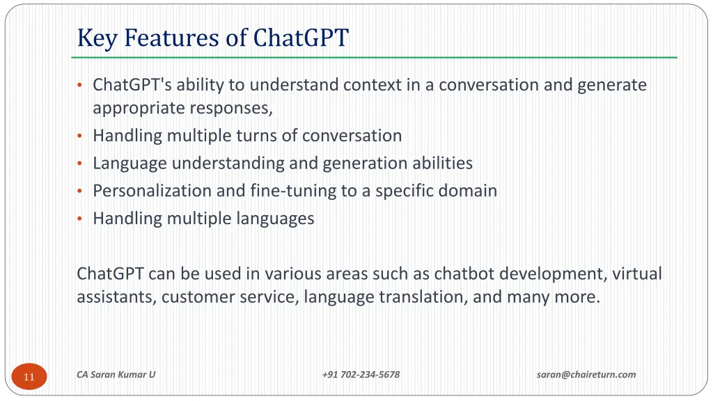 key features of chatgpt