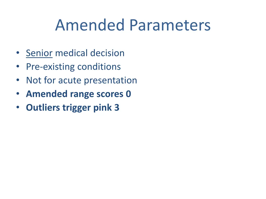 amended parameters