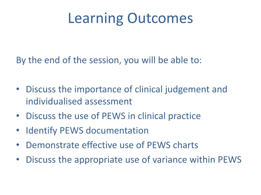 learning outcomes