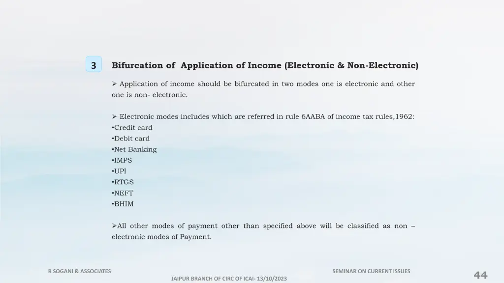 bifurcation of application of income electronic