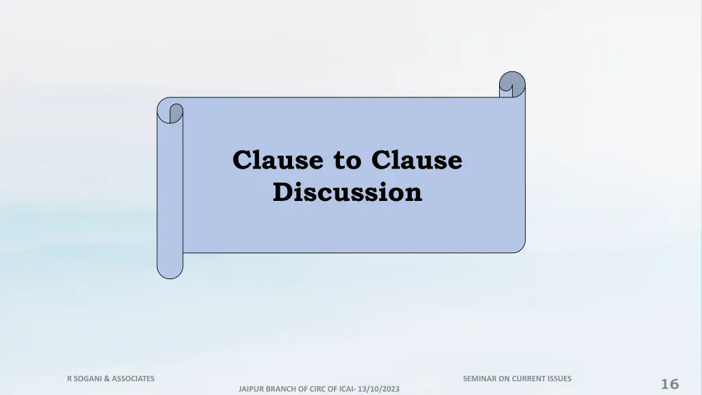 clause to clause discussion