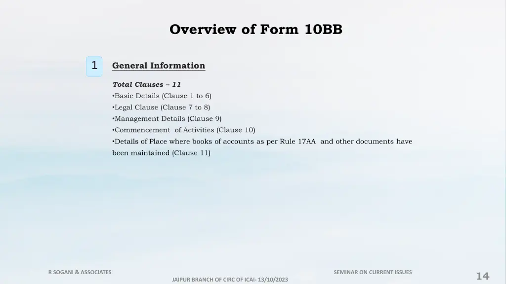 overview of form 10bb