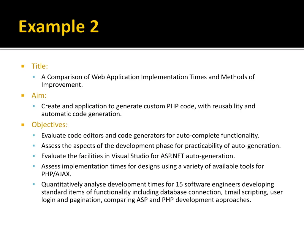 title a comparison of web application