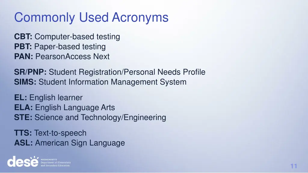 commonly used acronyms