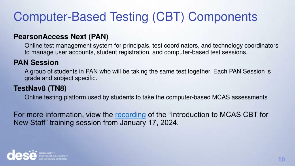 computer based testing cbt components
